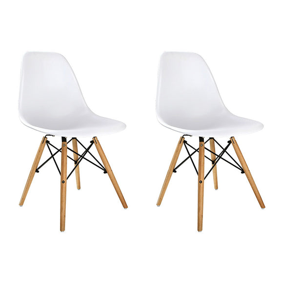 Artiss Set of 2 Retro Beech Wood Dining Chair - White