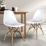 Artiss Set of 2 Retro Beech Wood Dining Chair - White