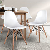 Artiss Set of 4 Retro Beech Wood Dining Chair - White