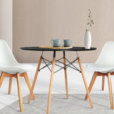 Artiss Dining Table 4 Seater Round Replica DSW cafe Kitchen Timber Black 90cm