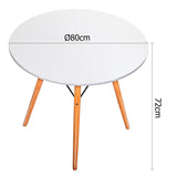 Artiss Dining Table Round Replica DSW Eiffel Cafe Kitchen Wood White 80cm