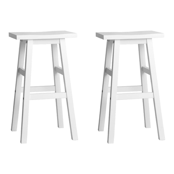 Artiss Set of 2 Beech Wood Bar Stools - White