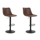 Artiss Set of 2 Bar Stools Gas Lift PU Leather- Brown