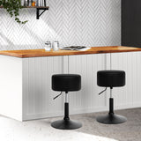 Artiss Set of 2 PU Leather Stools Gas Lift - Black