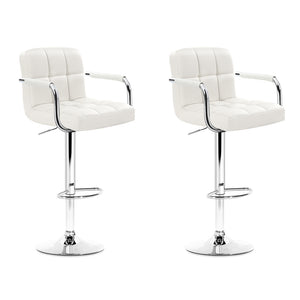 Artiss Set of 2 Bar Stools Gas lift Swivel - Steel and White