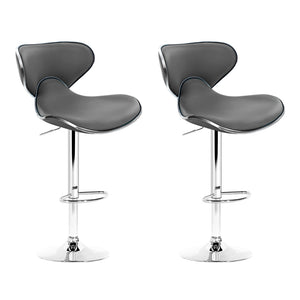 Artiss Set of 2 PU Leather Bar Stools - Grey