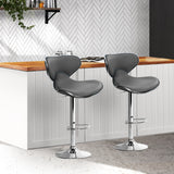 Artiss Set of 2 PU Leather Bar Stools - Grey