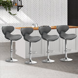 Artiss Set of 4 PU Leather Bar Stools - Grey