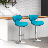 Artiss Set of 2 PU Leather Bar Stools - Teal Blue