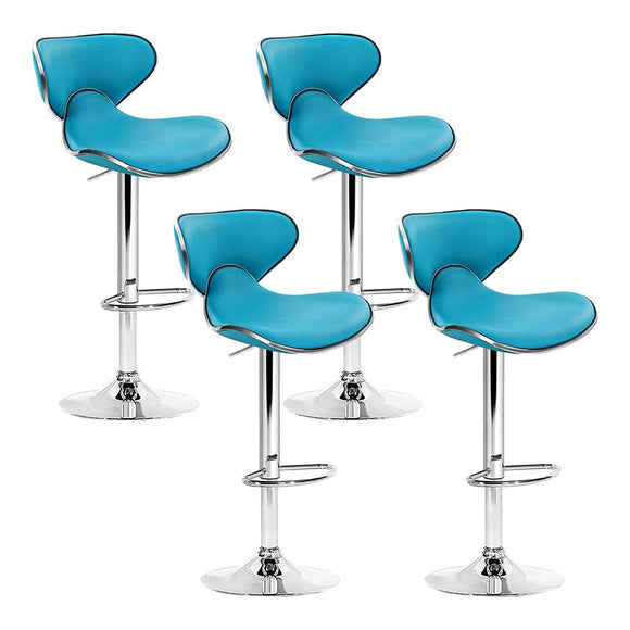 Artiss Set of 4 PU Leather Bar Stools - Teal Blue