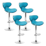 Artiss Set of 4 PU Leather Bar Stools - Teal Blue