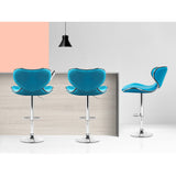 Artiss Set of 4 PU Leather Bar Stools - Teal Blue