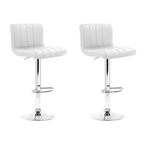 Artiss Set of 2 Line Style PU Leather Bar Stools - White