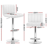 Artiss Set of 2 Line Style PU Leather Bar Stools - White