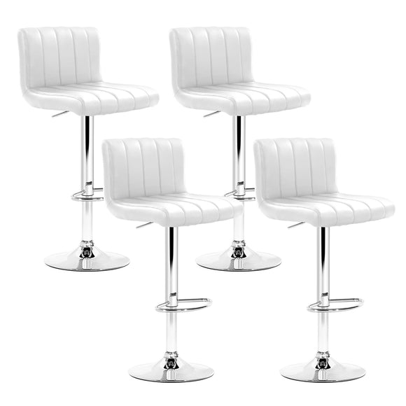 Artiss Set of 4 Line Style PU Leather Bar Stools - White