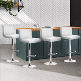 Artiss Set of 4 Line Style PU Leather Bar Stools - White