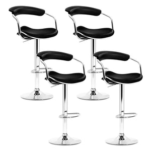 Artiss Set of 4 PU Leather Bar Stools - Black and Chrome