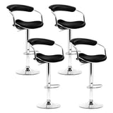 Artiss Set of 4 PU Leather Bar Stools - Black and Chrome