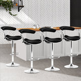 Artiss Set of 4 PU Leather Bar Stools - Black and Chrome