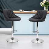 Artiss Set of 2 Bar Stools PU Leather Diamond Style - Black