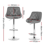 Artiss Set of 4 Bar Stools PU Leather Diamond Style - Grey