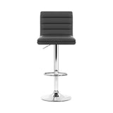 Artiss Set of 2 PU Leather Lined Pattern Bar Stools- Grey and Chrome