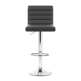 Artiss Set of 4 PU Leather Lined Pattern Bar Stools- Grey and Chrome