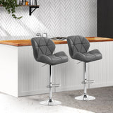 Artiss Set of 2 Kitchen Bar Stools - Grey and Chrome