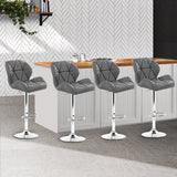 Artiss Set of 4 Kitchen Bar Stools - Grey and Chrome