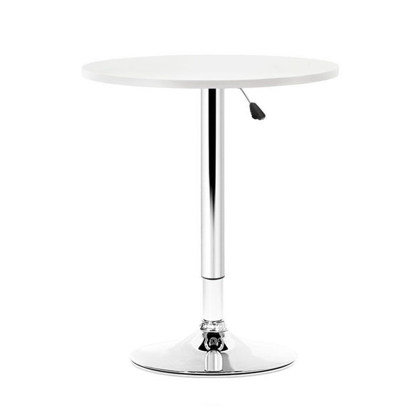 Artiss Adjustable Bar Table Gas Lift Wood Metal - White and Chrome