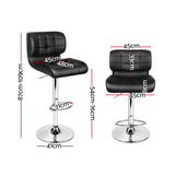 Artiss Set of 4 PU Leather Gas Lift Bar Stools - Black and Chrome