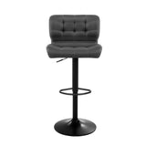 Artiss Set of 2 Kitchen Bar Stools Gas Lift Plush PU Leather - Black and Grey