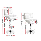 Artiss Set of 2 PU Leather Gas Lift Bar Stools - White and Chrome