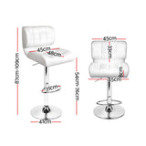 Artiss Set of 4 PU Leather Gas Lift Bar Stools - White and Chrome