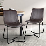 Artiss Set of 2 PU Leather Dining Chair - Walnut