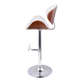 Artiss Set of 2 Wooden PU Leather Gas Lift Bar Stools - Chrome and White