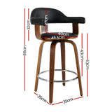 Artiss Set of 2 Bar Stools PU Leather Wooden Swivel - Wood, Chrome and Black