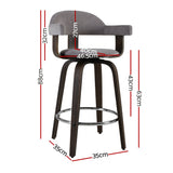 Artiss Set of 2 Bar Stools Wooden Swivel Bar Stool Kitchen Dining Chair - Wood, Chrome and Grey