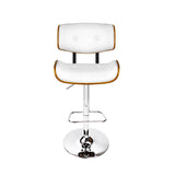 Artiss Wooden Gas Lift Bar Stool - White and Chrome