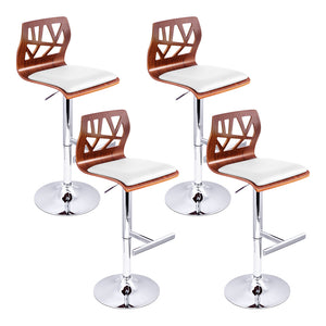 Artiss Set of 4 Wooden Gas Lift Bar Stools - White and Wood