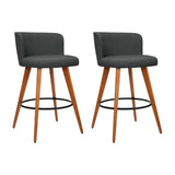 Artiss Set of 2 Wooden Fabric Bar Stools Circular Footrest - Charcoal