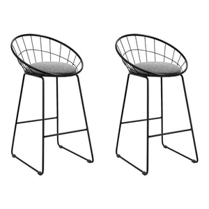 Artiss Set of 2 Bar Stools Steel Fabric - Grey and Black