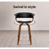 Artiss Swivel PU Leather Bar Stool - Wood and Black