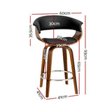 Artiss Set of 2 Swivel PU Leather Bar Stool - Wood and Black