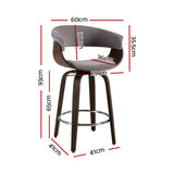 Artiss Swivel PU Suede Bar Stool - Wood and Grey