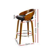 Artiss Set of 2 Walnut Wood Bar Stools - Black and Brown