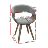 Artiss Dining chairs Bentwood Chair Kitchen Velvet Fabric Timber Wood Retro Grey