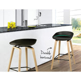 Artiss Set of 2 Wooden Square Footrest Bar Stools - Black