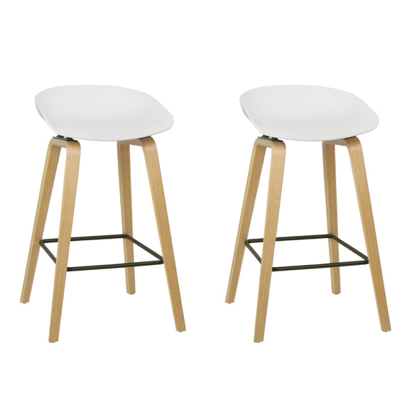 Artiss Set of 2 Wooden Square Footrest Bar Stools - White