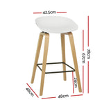 Artiss Set of 2 Wooden Square Footrest Bar Stools - White